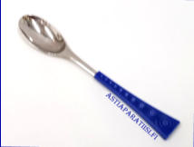 HACKMAN, Colorina sininen J�lkiruoka /Alkuruokalusikka, Design:Nanny Still,Suunniteltu vuonna 1970, pituus n. 16,2 cm, 5 kpl, 15 � / kpl,( Tuote nro 145AT )