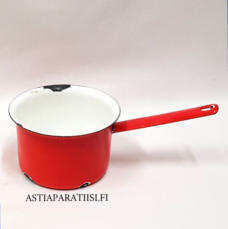 FINEL EMALI, punainen   pieni kasari,v�h�isi� k�yt�n j�lki�, Halkaisija n.9,2 cm,Korkeus n. 5,5 cm,0 kpl, (Tuote nro / Item 281N)