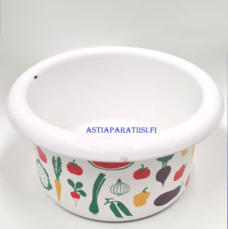 FINEL EMALI, Vegetaria vihannesaihe retro kattila ,Design:Heikki Orvola, v�h�isi� k�yt�n j�lki�,Halkaisija n.26 cm,Korkeus n.10 cm, ilman kantta ja kahvaa,1 kpl,85� /kpl ( Tuote nro / Item #297N)