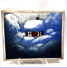 ARABIA, Sein�laatta "Talvinen talo" , Design:Helj� Liukko-Sundstr�m, Valmistettu 1984,Korkeus n. 20,5 cm, leveys n. 25 cm,185�( Tuote nro / Item #127HL )