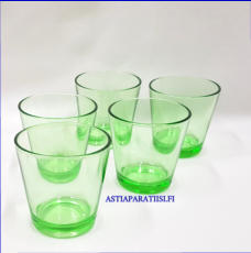 IITTALA,Kartio juomalasi  omenanvihre�,Design:Kaj Franck, Korkeus n.8 cm , Halkaisija n.8 cm, 5 kpl ,20 �/kpl,( Tuote nro / Item #476J )