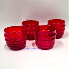 MARIMEKKO, Sukat makkaralla juomalasi punainen 2 DL,Design:Anu Penttinen,Korkeus n.7,6 cm , Halkaisija n.8 cm, 0 kpl,( Tuote nro / Item #483J )