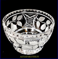 RIIHIM�EN LASI, Kristallikulho Virpi , Design:Aimo Okkolin,Korkeus,n. 12 cm,halkaisija,n. 19,5 cm,1kpl,185�/kpl ( Tuote nro / Item #129KR )