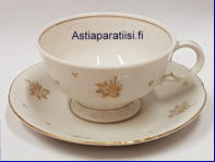 ARABIA,Kultaleimakoriste Sippa kahvikuppi, malli RE,Design:Svea Granlund,Kupin korkeus n.5,7 cm, halkaisija n. 9,3 cm, Suunniteltu vuonna 1952-1954, 4 kpl, 28�/ kpl ( Tuote nro 287Q )