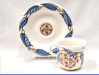 ARABIA,120v., Posliinikukka,Arctica mallin kahvikuppi,harvinainen,Design:Inkeri Sepp�l�, Tuotannossa 1984-1988, korkeus n.6,5 cm, halkaisija n.7 cm, 17kpl,,32�/kpl ( Tuote nro 385Q )