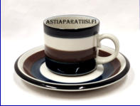 ARABIA,Kaira kahvikuppi,Design:Anja Jaatinen, Tuotannossa 1972-1979, korkeus n.6 cm, halkaisija n.6,5 cm, 5 kpl,,18�/kpl ( Tuote nro 386Q )