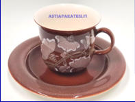 ARABIA, Arctica Kastanja kahvikuppi, Design:Inkeri Leivo,Kupin korkeus n.6,5 cm, halkaisija n. 7,2 cm, Suunniteltu vuonna 1980-84, 1kpl, 24�/kpl ( Tuote nro 430Q )