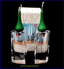 IITTALA, kynttil�njalka Pari ,Design:Tiina Nordstr�m,signeerattu.mitat Korkeus,n. 12,6 cm, halkaisija,n. 5,4 cm, pari 190� ( Tuote nro / Item #138C )