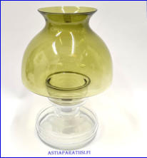 RIIHIM�EN LASI, Apollo, vaalean vihre� kupu, Design:Nanny Still,1970-luku,eritt�in v�h�isi� k�yt�n j�lki�, Korkeus n. 26,5 cm,halkaisija n.16,5 cm, 1kpl, 195�/kpl ( Tuote nro / Item #172C )