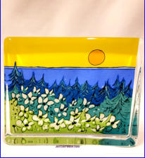 IITTALA, iso lasikortti L�mp� auringon, Design:Helj� Liukko-Sundstr�m,Korkeus 12 cm, leveys 14,5 cm x 3,5 cm, 0kpl
