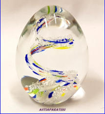 Lasipallo / paperipaino Lasimuna, taidelasiesine,signeerattu Artcristal Bohemia,Artcristal Bohemia Czech fasettihiottu,korkeus n.7,3 cm, leveys n.5,5 cm,0kpl