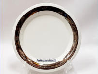 ARABIA,Faenza ja platina pullalautanen / leip�lautanen,hopearaita,lautanen halkaisija n.17 cm, Suunniteltu vuonna 1971-1975, 6 kpl, 18�/ kpl ( Tuote nro 193PL )