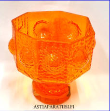RIIHIM�EN LASI,Fontana lasimaljakko oranssi, Design:Nanny Still,Valmistettu:1968-72-luku,Korkeus n.19,5 cm, halkaisija n.18,5 cm ,0 kpl,( Tuote nro / Item #131MA )