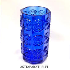 RIIHIM�EN LASI,Rengas Lasimaljakko Sininen, Design:Tamara Aladin,tuotannossa 1970-1971-luku,Korkeus n.20,5 cm, halkaisija n.11 cm,0 kpl,( Tuote nro / Item #173MA )