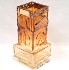 KUMELA OY,Lasimaljakko ruskea, pronssivanne,Design:Pentti Sarpaneva ,Signeerattu,Valmistettu1967-luku,Korkeus n. 21cm, leveys n. 7,8 cm x 7,8 cm,1 kpl,79�/kpl ( Tuote nro / Item #256MA )