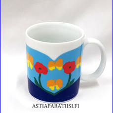 MARIMEKKO,Ibir muki,Design:Maija Isola,Tuotannossa 2005,v�h�isi� k�yt�n j�lki�,korkeus n.8,8 cm 3 kpl, 34 �/kpl,( Tuote nro 221 P )