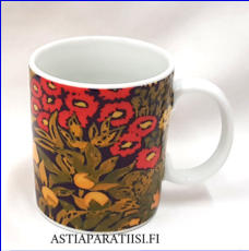 MARIMEKKO, "Puutarha" muki, Design:Maija Isola,1997,korkeus n.9 cm, halkaisija n.7,5 cm, 1 kpl, 42 �/kpl,( Tuote nro 251 P )
