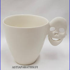 KALLO  Skull valkoinen cappuccino 2,5 dl muki, Design:Sami Rinne,korkeus n.8,2 cm, halkaisija n.8,5 cm, 1 kpl, 28 �/kpl,( Tuote nro 334 P )
