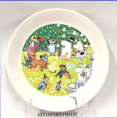 ARABIA,Muumi matala lautanen Tove 100 (rillilautanen) (2016-2017),Moomin Plate, Blue (2016, 2017),Design:Tove Slotte-Elevant,halkaisija n. 19,5 cm, 0kpl,( Tuote nro 301M )'