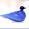 NUUTAJ�RVI, Sinivalkoinen lintu filigraaninen lasi / Bluebird filigree glass, Special Edition,Nissan 30 vuotta ARO yhtym� 10.10.1992 ,Design: Oiva Toikka  Nuutaj�rvi,Signeerattu / Signature,n. 20,5cm x 9,5cm,1kpl,570� ( Tuote nro / Item #109T)