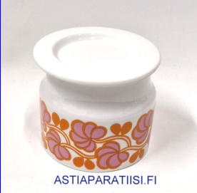ARABIA, Hillopurkki hilla retro,Pomona kannella, Design: Raija Uosikkinen,Valmistusvuosi 1965-1973-luku,korkeus:n. 9 cm, Halkaisija: n.10cm,0kpl,( Tuote nro 103 Y )