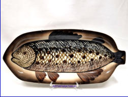 ARABIA,Atelje Kalalautanen k�sinmaalattu. Design: Gunvor Olin-Gr�nqvist,Signeerattu Arabia Finland Atelje GOG/pm,1970-luku,Mitat Korkeus n.28 cm, leveys n.60 cm,1kpl.450�/kpl,( Tuote nro 102AM )