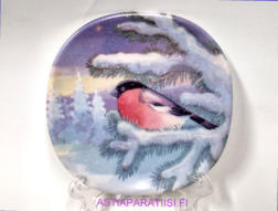 ARABIA, Punatulkku Sein�lautanen,Design:Toivo G. Utriainen,90-luku, Mitat Korkeus n. 12 cm, leveys n. 12 cm,1kpl.45�/kpl,( Tuote nro 266AM )