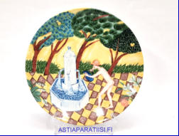ARABIA, sein�lautanen, horoskooppi aihe Vesimies,Design:Dorrit von Fieandt,1990-luku,Mitat n. 20 cm,1kpl.110�/kpl,( Tuote nro 308AM )
