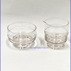 IITTALA,Pisararengas  kermakko ja sokerikko, Design:Timo Sarpaneva, Kermakko korkeus:n. 7,8 cm, Halkaisija n.6,5 cm,Sokerikon korkeus:n.5,5 cm, Halkaisija:n.8 cm, pari,45� ( Tuote nro / Item #152S 