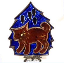 ARABIA, taidekeramiikka  "kissa" Sein�taulu,Design:Gunvor Olin-Gr�nqvist,signeerattu,mitat korkeus n.42cm Halkiasija n.36,5 cm, 589� ( Tuote nro / Item #103F )