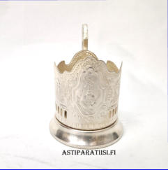 Ven�l�inen vintage, hopeanv�rist� teelasin pidike ,Korkeus,n.10 cm, halkaisija 7 cm,1 kpl, 45�/kpl,( Tuote nro 197TA)