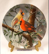 BRADFORD - Knowles China Company - Birds of your Garden Collection The Cardinal,halkaisija n.21,5 cm,1kpl, 25�/kpl