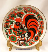 ST. Petersburg Russia,Lomonosov, ven�l�inen k�sinkoristeltu sein�lautanen, Red Bird,halkaisija n.20 cm,0kpl.